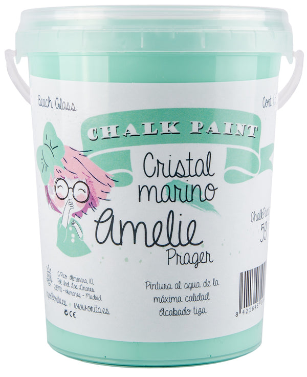 1 Litro Pintura Tiza Chalk Paint 59 Cristal Marino Amelie Prager