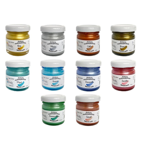 10 colores de pintura metalizada 30ml