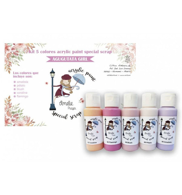 KIT 5 Colores "Agugutata Girl" pintura acrílica - 60ML