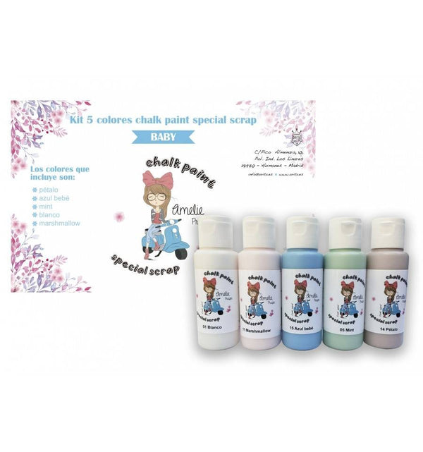 KIT 5 Colores "Baby" pintura a la tiza 60ml