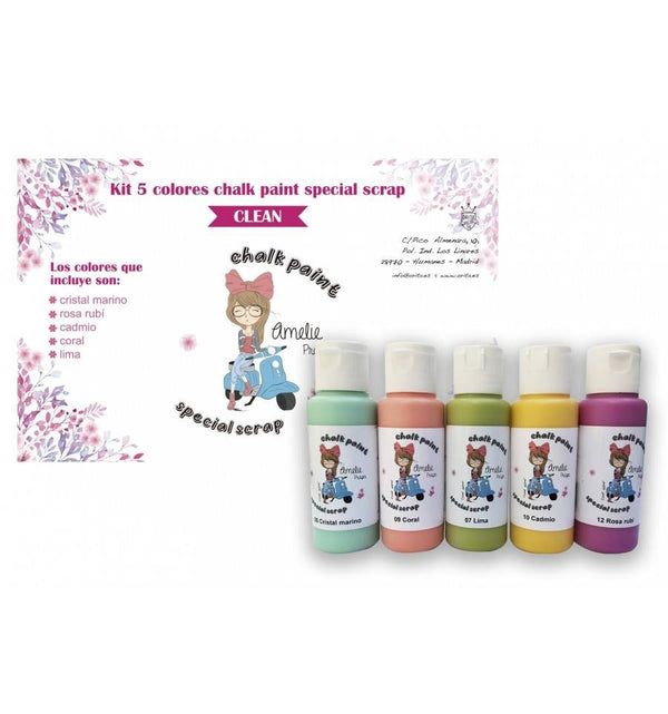 KIT 5 Colores "Clean" pintura a la tiza 60ml